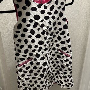 Mini Boden Black and White Dress with Pink Accents |  cow print dress